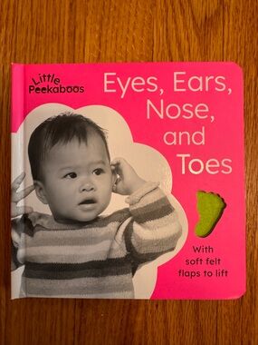 Little Peckaboo's "Eyes, Ears, Nose, and Toes" Soft Felt Board Book - Hot Pink